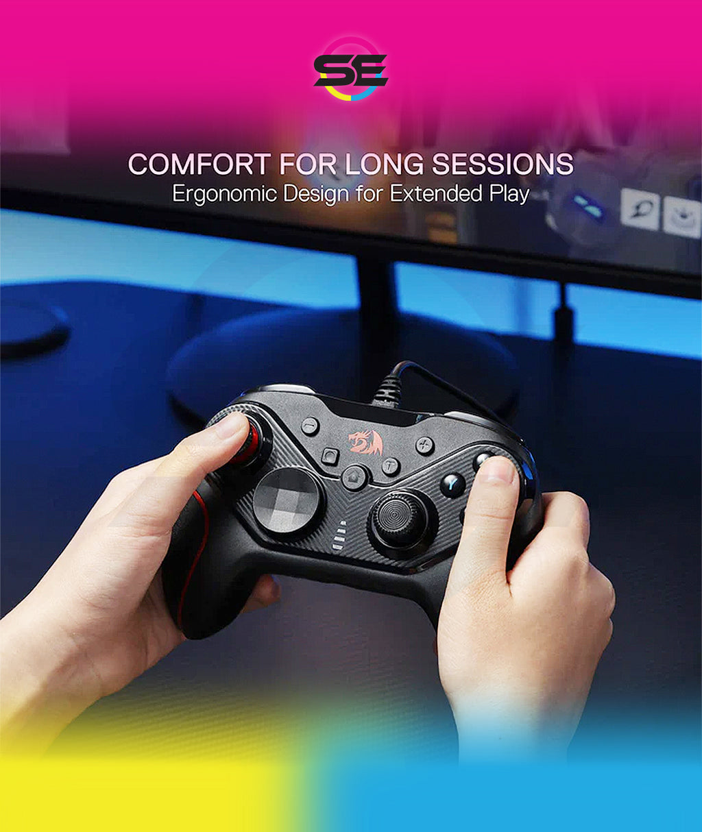 Redragon G710 RIFT Wired Gaming Controller – Dual Vibration, Rapid Trigger, 4 Programmable Macro Keys, Adjustable Joystick Heights – PC, Android & Nintendo Switch