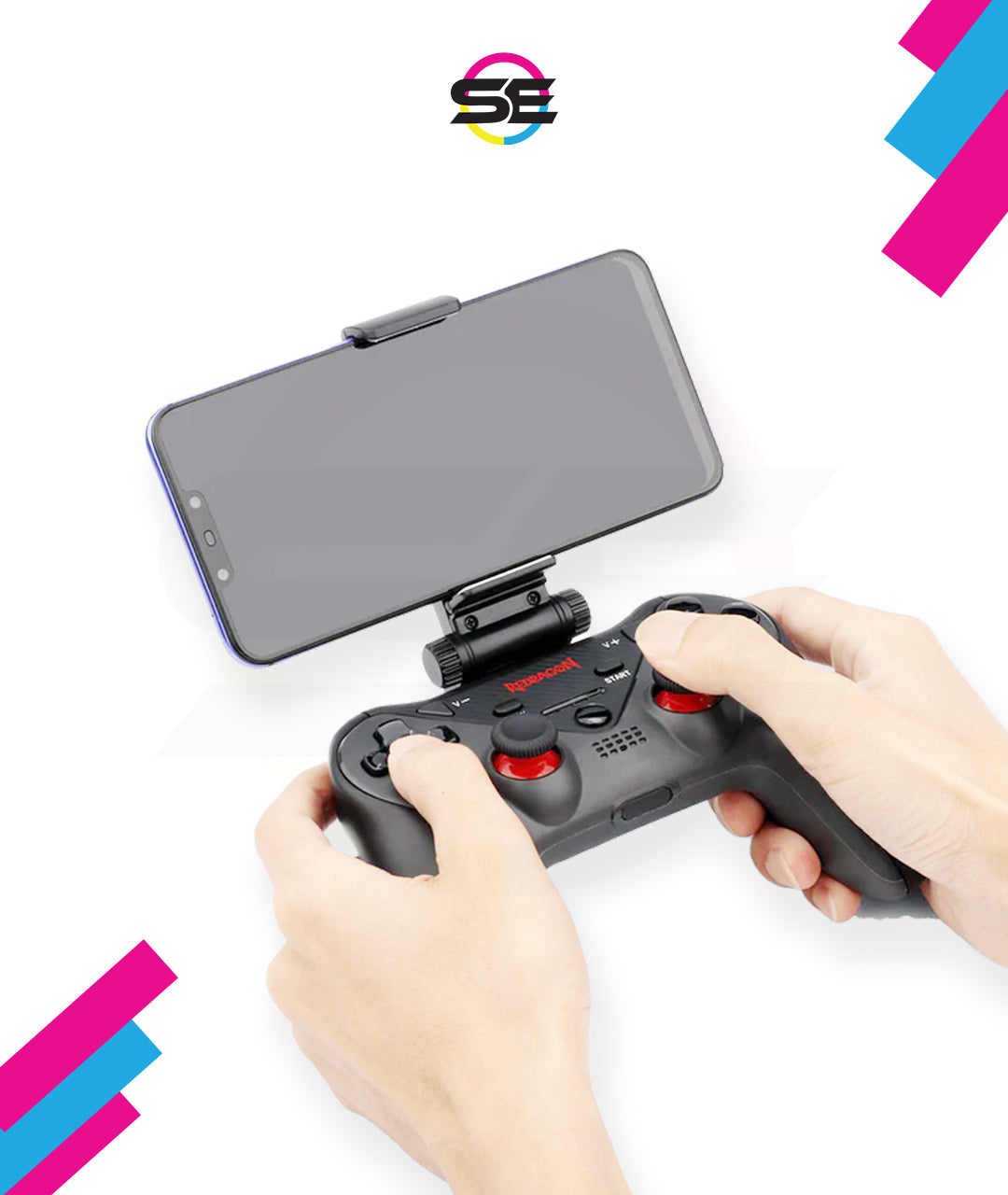 Redragon G812 Ceres Wireless Bluetooth Gaming Controller with Phone Clip – Dual Vibration, Dual Analog Joysticks – PC, Android, iOS, PS4, Switch & TV Box