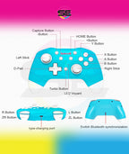 Redragon G815 Pluto Wireless Bluetooth Gaming Controller – Dual Vibration, NFC, Turbo, 3D Joystick – Switch, PS3/4/5, Xbox One X, PC & Android – Blue/White & Pink/Gray