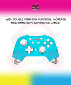 Redragon G815 Pluto Wireless Bluetooth Gaming Controller – Dual Vibration, NFC, Turbo, 3D Joystick – Switch, PS3/4/5, Xbox One X, PC & Android – Blue/White & Pink/Gray