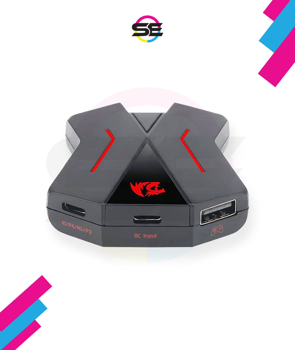 Redragon GA-200 Keyboard & Mouse to Console Converter – Plug & Play, No Lag – PS4, PS5, Xbox One X/S, Nintendo Switch – Black/Red