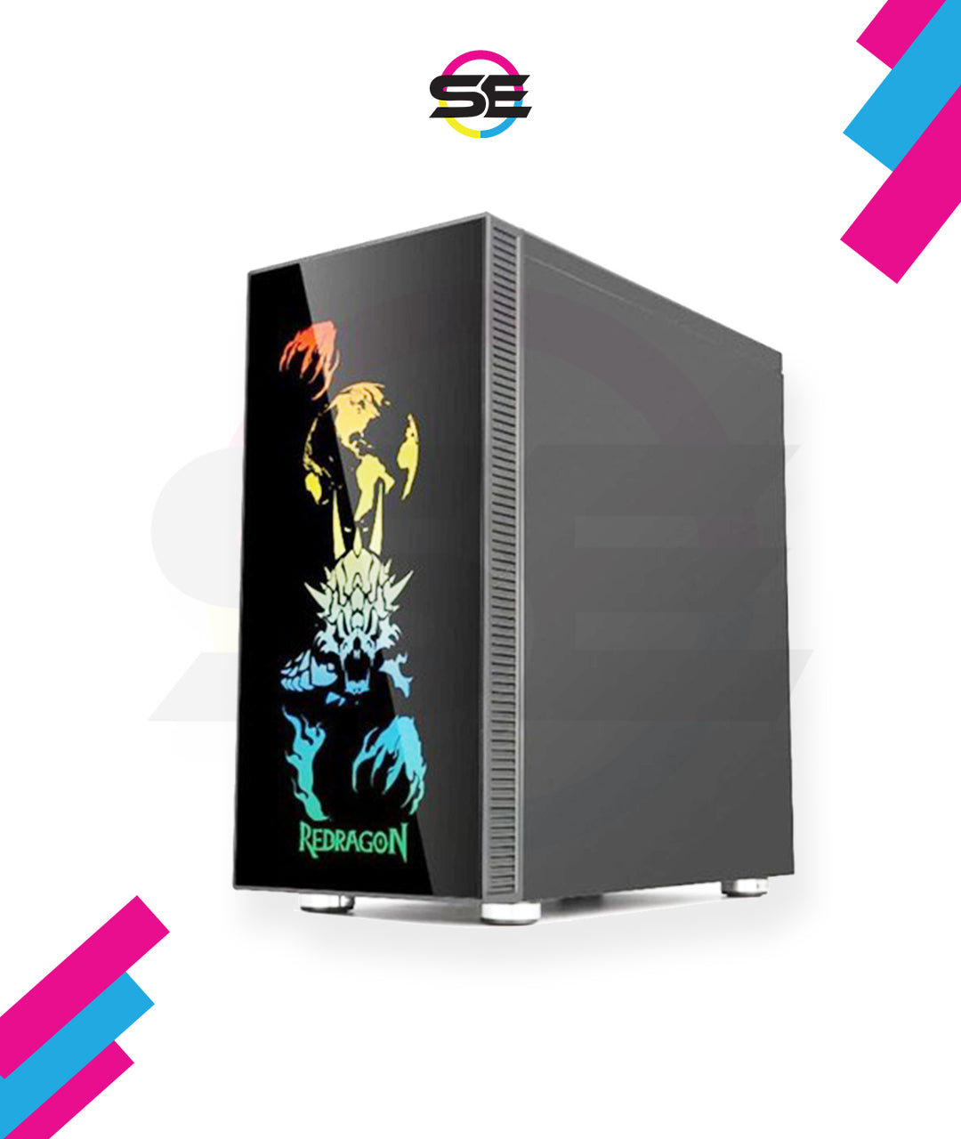 Redragon GC-608 PRO SteelJaw Pro RGB Gaming PC Case – Mid-Tower, Tempered Glass Front & Side, Motherboard RGB SYNC, 2+1 Double-Ring RGB Fans, ATX/mATX, USB 3.0 – Black