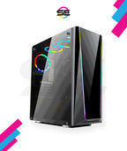 Redragon GC-702 RGB Gaming PC Case – Mid-Tower, Triple Tempered Glass (Front/Left/Right), Dual RGB Strip, 5 Double-Ring RGB Fans, Motherboard RGB SYNC, ATX/mATX, USB 3.0 – Black