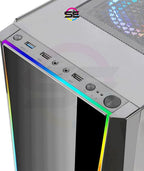 Redragon GC-702 RGB Gaming PC Case – Mid-Tower, Triple Tempered Glass (Front/Left/Right), Dual RGB Strip, 5 Double-Ring RGB Fans, Motherboard RGB SYNC, ATX/mATX, USB 3.0 – Black