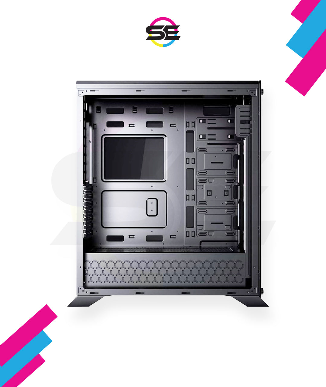 Redragon GC-801 IRONHIDE Full-Tower RGB Gaming PC Case – 4-Side Tempered Glass, 12 Fan Support, 6x GC-F008 RGB Turbo Fans Included, 360mm Radiator, CNC Aluminum Screws – Black