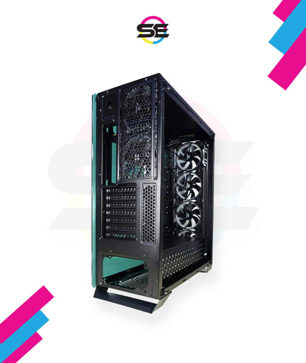 Redragon GC-801 IRONHIDE Full-Tower RGB Gaming PC Case – 4-Side Tempered Glass, 12 Fan Support, 6x GC-F008 RGB Turbo Fans Included, 360mm Radiator, CNC Aluminum Screws – Black