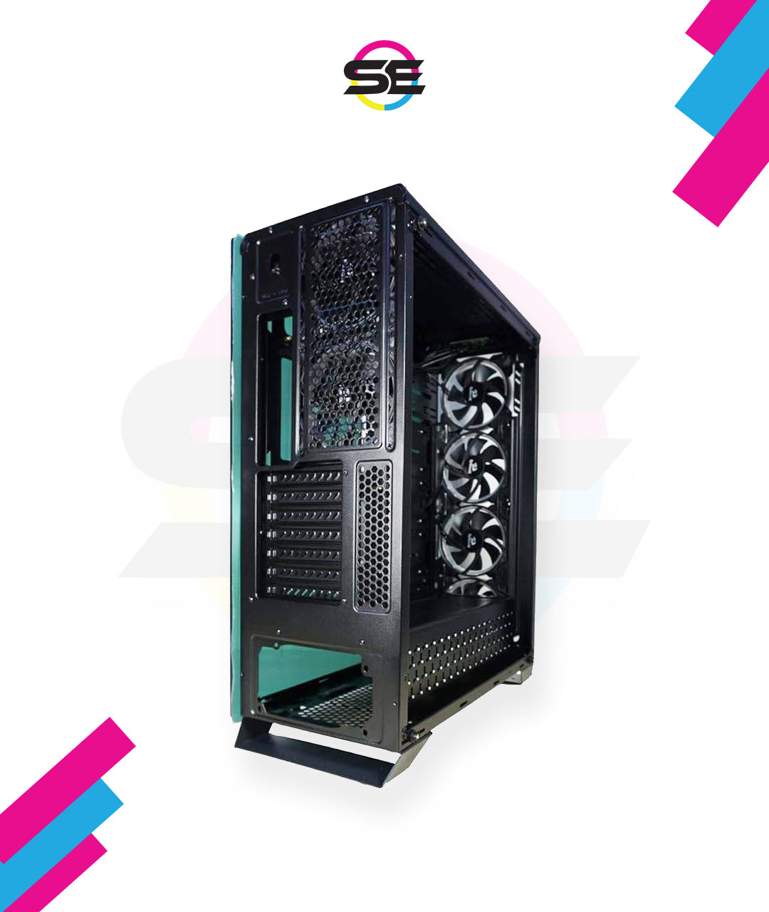 Redragon GC-801 IRONHIDE Full-Tower RGB Gaming PC Case – 4-Side Tempered Glass, 12 Fan Support, 6x GC-F008 RGB Turbo Fans Included, 360mm Radiator, CNC Aluminum Screws – Black