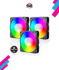 Redragon GC-F007 120mm Full-Color RGB Case Fan 3-Pack – 16.8M Colors, 57 Lighting Modes, Full Transparent Blades, 10-Port Connector, IR Remote – Black