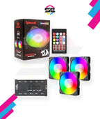 Redragon GC-F007 120mm Full-Color RGB Case Fan 3-Pack – 16.8M Colors, 57 Lighting Modes, Full Transparent Blades, 10-Port Connector, IR Remote – Black