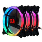Redragon GC-F011 120mm Full-Color RGB Case Fan 3-Pack – 246 LED Modes, 11 Blades, 1200 RPM, 23.2dBA, Hydraulic Bearing, 6-in-1 Control Box, RF Remote, 8 Silicon Pads – Black