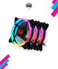 Redragon GC-F011 120mm Full-Color RGB Case Fan 3-Pack – 246 LED Modes, 11 Blades, 1200 RPM, 23.2dBA, Hydraulic Bearing, 6-in-1 Control Box, RF Remote, 8 Silicon Pads – Black