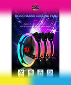 Redragon GC-F011 120mm Full-Color RGB Case Fan 3-Pack – 246 LED Modes, 11 Blades, 1200 RPM, 23.2dBA, Hydraulic Bearing, 6-in-1 Control Box, RF Remote, 8 Silicon Pads – Black