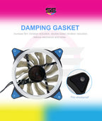 Redragon GC-F011 120mm Full-Color RGB Case Fan 3-Pack – 246 LED Modes, 11 Blades, 1200 RPM, 23.2dBA, Hydraulic Bearing, 6-in-1 Control Box, RF Remote, 8 Silicon Pads – Black