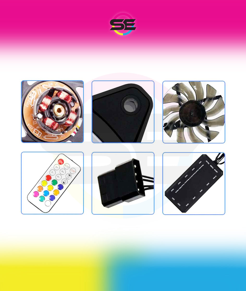 Redragon GC-F011 120mm Full-Color RGB Case Fan 3-Pack – 246 LED Modes, 11 Blades, 1200 RPM, 23.2dBA, Hydraulic Bearing, 6-in-1 Control Box, RF Remote, 8 Silicon Pads – Black