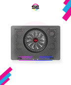 Redragon GCP500 IVY RGB Laptop Cooler – 12–15" (Up to 17.3"), 1 Large + 4 Small Fans, Fan Speed Control, RGB Strip, 2x USB, 2 Phone Holders, 5 Tilt Angles – Black
