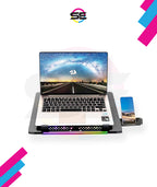 Redragon GCP500 IVY RGB Laptop Cooler – 12–15" (Up to 17.3"), 1 Large + 4 Small Fans, Fan Speed Control, RGB Strip, 2x USB, 2 Phone Holders, 5 Tilt Angles – Black