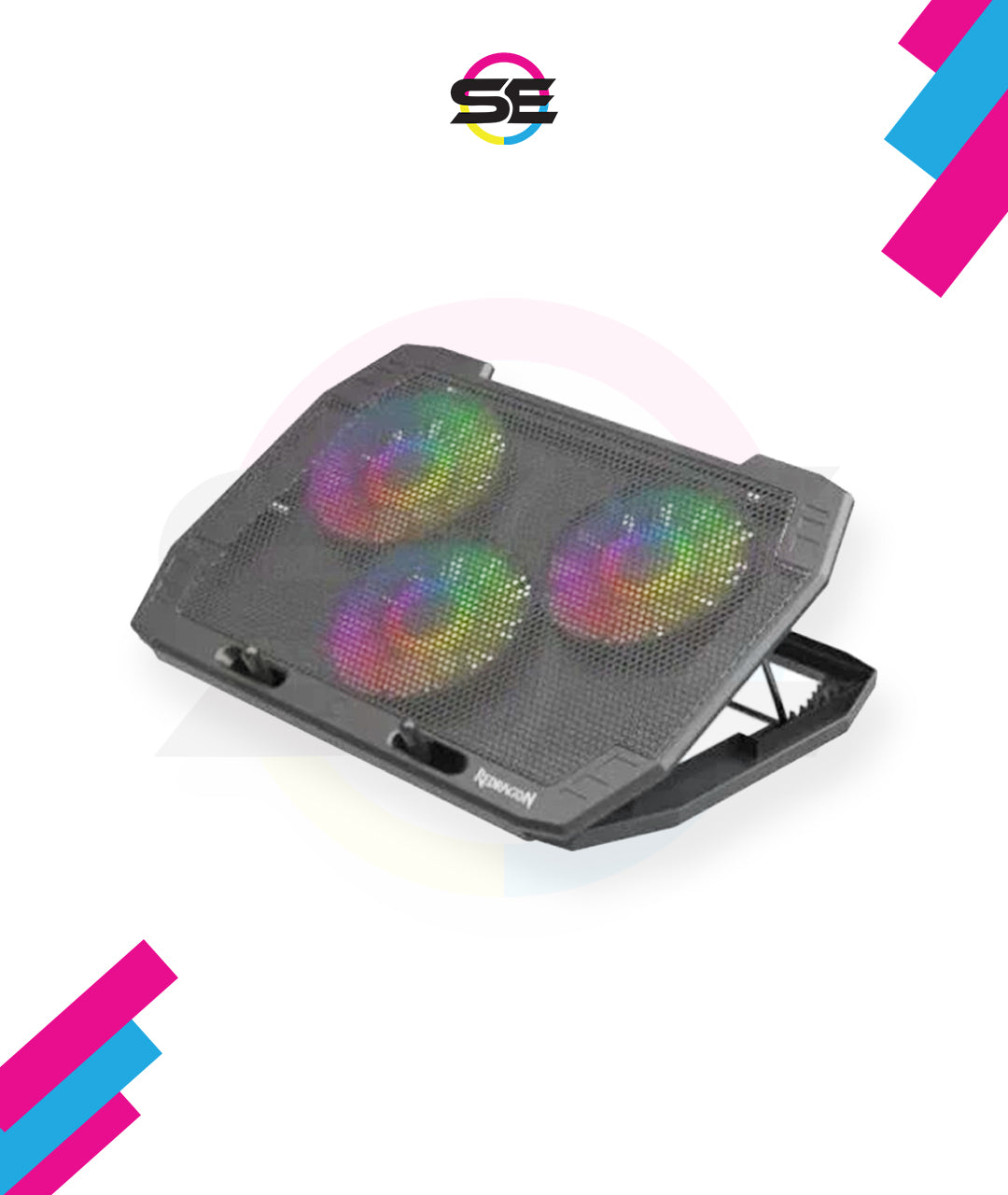 Redragon GCP511 Ingrid RGB Laptop Cooler – Up to 17", 4 RGB Illuminated Fans, Adjustable RGB Lighting, Adjustable Angle, Mesh Surface – Black