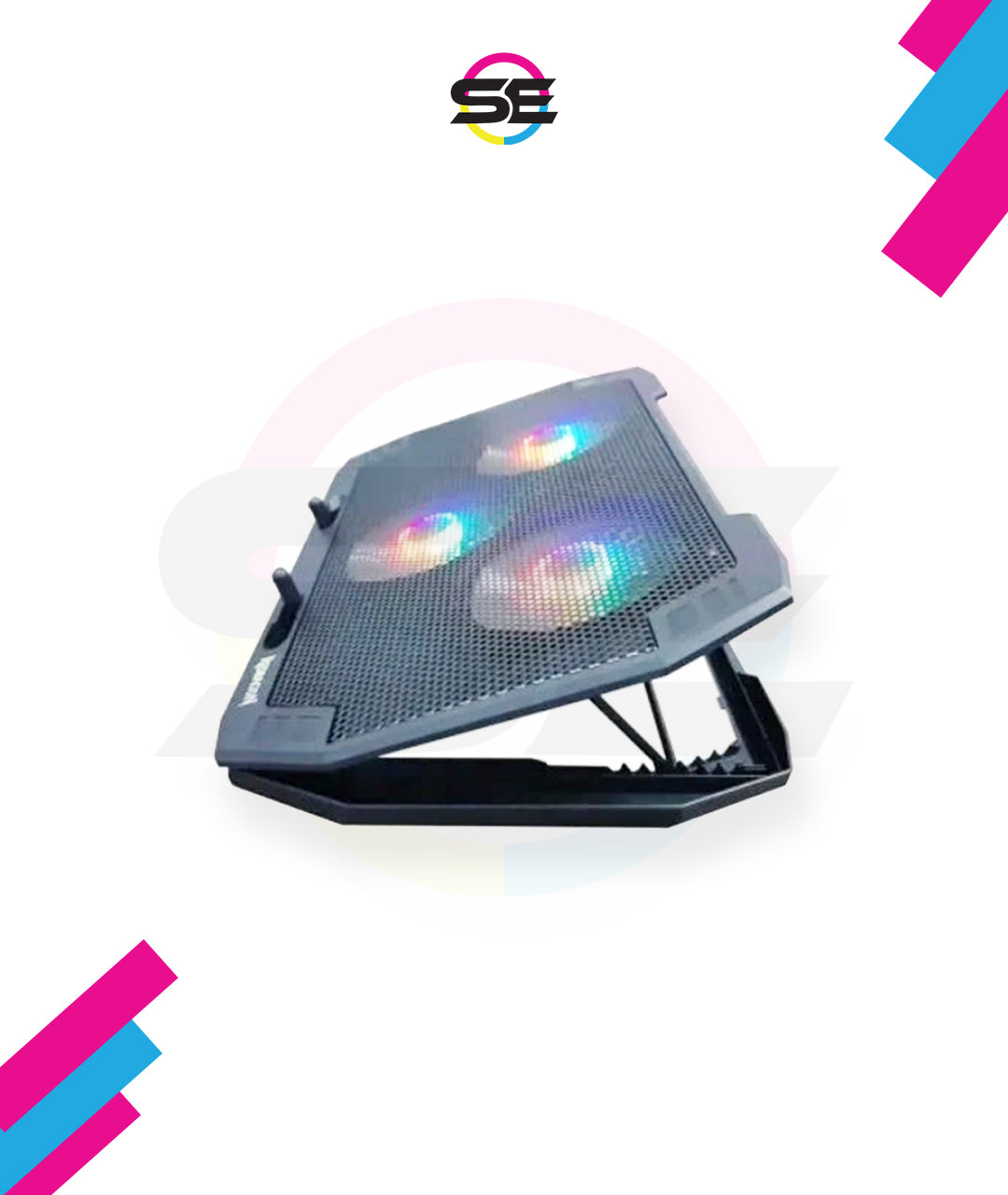 Redragon GCP511 Ingrid RGB Laptop Cooler – Up to 17", 4 RGB Illuminated Fans, Adjustable RGB Lighting, Adjustable Angle, Mesh Surface – Black