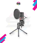 Redragon GM100 Gaming Stream Desktop Condenser Microphone – Cardioid Pattern, Shock Mount, Pop Filter, Tripod Stand, USB Plug-and-Play – Black
