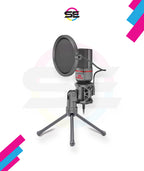 Redragon GM100 Gaming Stream Desktop Condenser Microphone – Cardioid Pattern, Shock Mount, Pop Filter, Tripod Stand, USB Plug-and-Play – Black