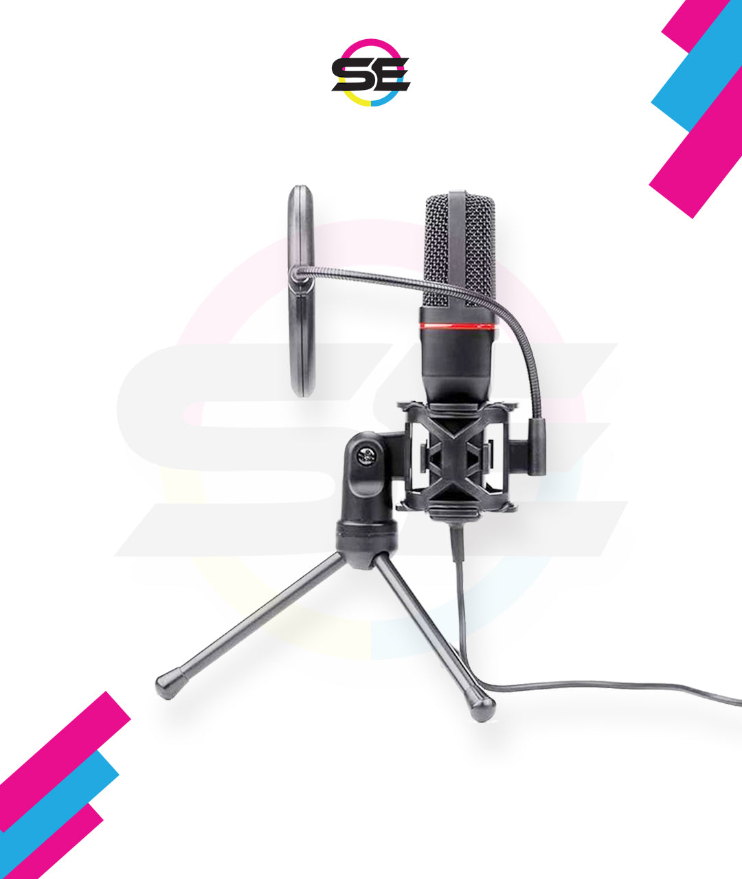 Redragon GM100 Gaming Stream Desktop Condenser Microphone – Cardioid Pattern, Shock Mount, Pop Filter, Tripod Stand, USB Plug-and-Play – Black