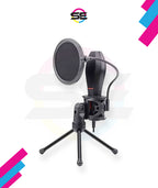Redragon GM200 Gaming Stream Desktop Condenser Microphone – Omni-9765 Capsule, 50Hz-16kHz, Shock Mount, Pop Filter, Tripod Stand, USB – Black