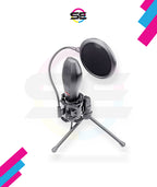 Redragon GM200 Gaming Stream Desktop Condenser Microphone – Omni-9765 Capsule, 50Hz-16kHz, Shock Mount, Pop Filter, Tripod Stand, USB – Black