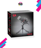 Redragon GM300 BLAZAR USB Studio Gaming Stream Microphone – Large Diaphragm Condenser, Cardioid, Metal Spider Shock Mount, Tripod Stand – Black