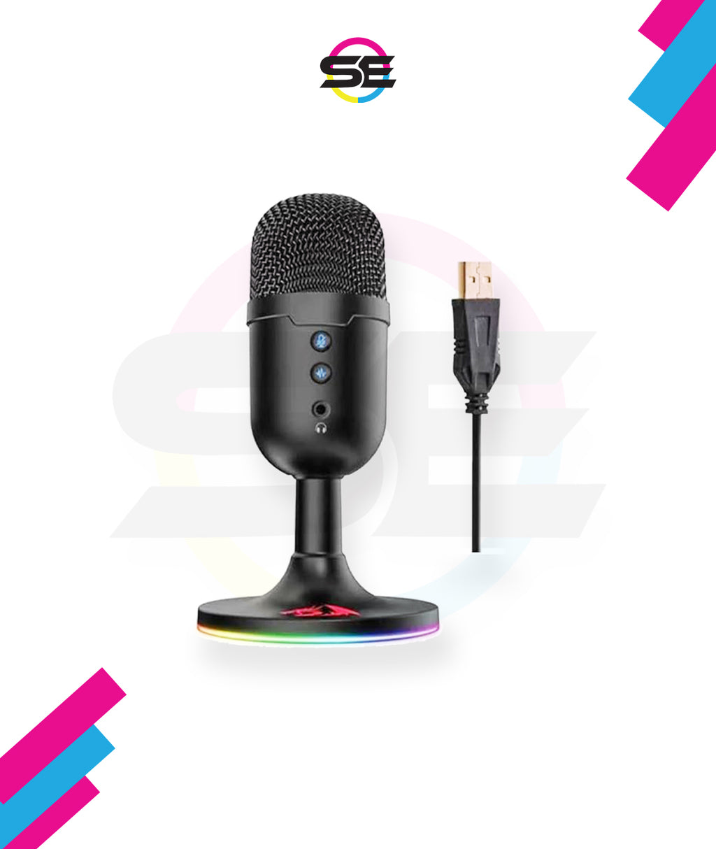 Redragon GM301 FENRIS USB Streaming Microphone – RGB Base, Zero-Latency 3.5mm Monitoring, Mic Mute & Volume Controls, Gold-Plated USB – Black