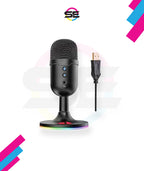 Redragon GM301 FENRIS USB Streaming Microphone – RGB Base, Zero-Latency 3.5mm Monitoring, Mic Mute & Volume Controls, Gold-Plated USB – Black
