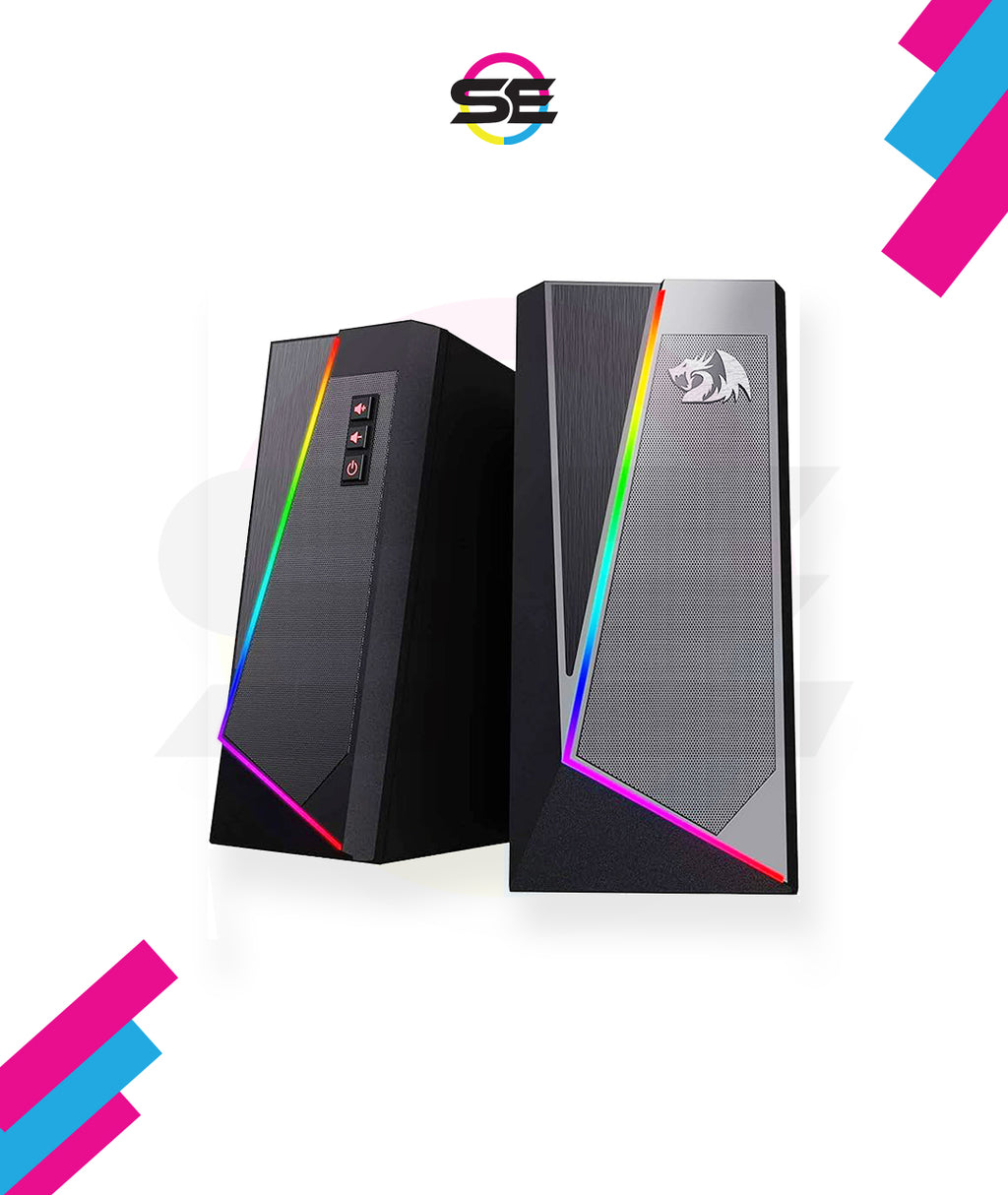 Redragon GS520 Anvil RGB Desktop Speakers – 2.0 Channel PC Stereo, 6 RGB Modes, Touch Control, Easy-Access Volume, USB Powered + 3.5mm – Black