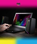 Redragon GS520 Anvil RGB Desktop Speakers – 2.0 Channel PC Stereo, 6 RGB Modes, Touch Control, Easy-Access Volume, USB Powered + 3.5mm – Black