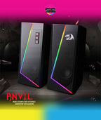 Redragon GS520 Anvil RGB Desktop Speakers – 2.0 Channel PC Stereo, 6 RGB Modes, Touch Control, Easy-Access Volume, USB Powered + 3.5mm – Black