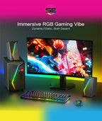 Redragon GS520 PRO Anvil 2.1 Channel RGB Gaming Speaker – 45W Hi-Fi, Bluetooth 5.0, AUX, SD Card, USB Audio, Remote Control, Bass/Treble Control, 6 RGB Modes – Black
