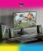 Redragon GS520 PRO Anvil 2.1 Channel RGB Gaming Speaker – 45W Hi-Fi, Bluetooth 5.0, AUX, SD Card, USB Audio, Remote Control, Bass/Treble Control, 6 RGB Modes – Black