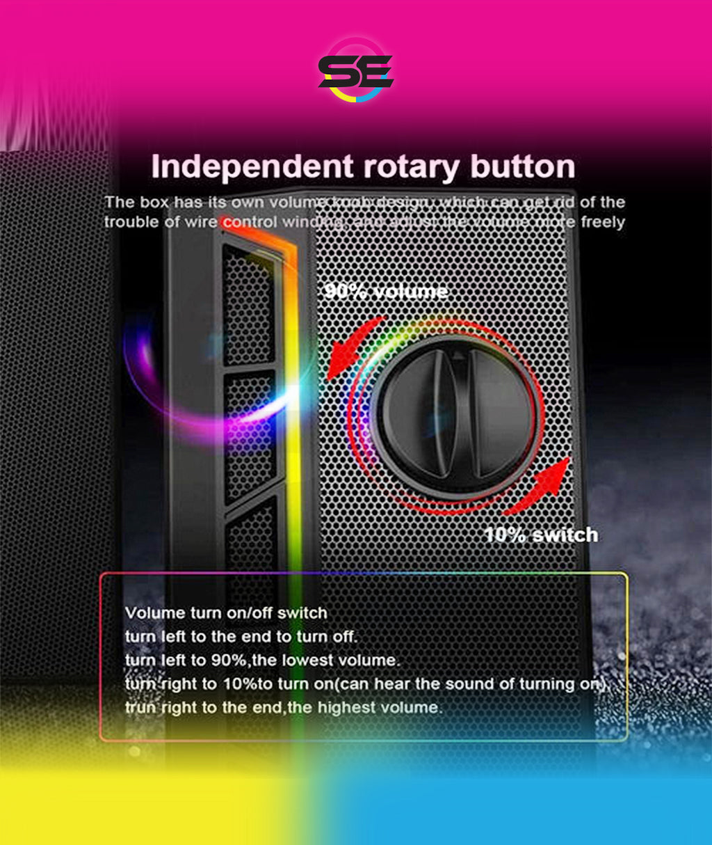 Redragon GS580 Calliope RGB Gaming Desktop Speakers – 2.0 Channel Stereo, 5Wx2, Independent Volume Knob, USB Powered + 3.5mm AUX – Black
