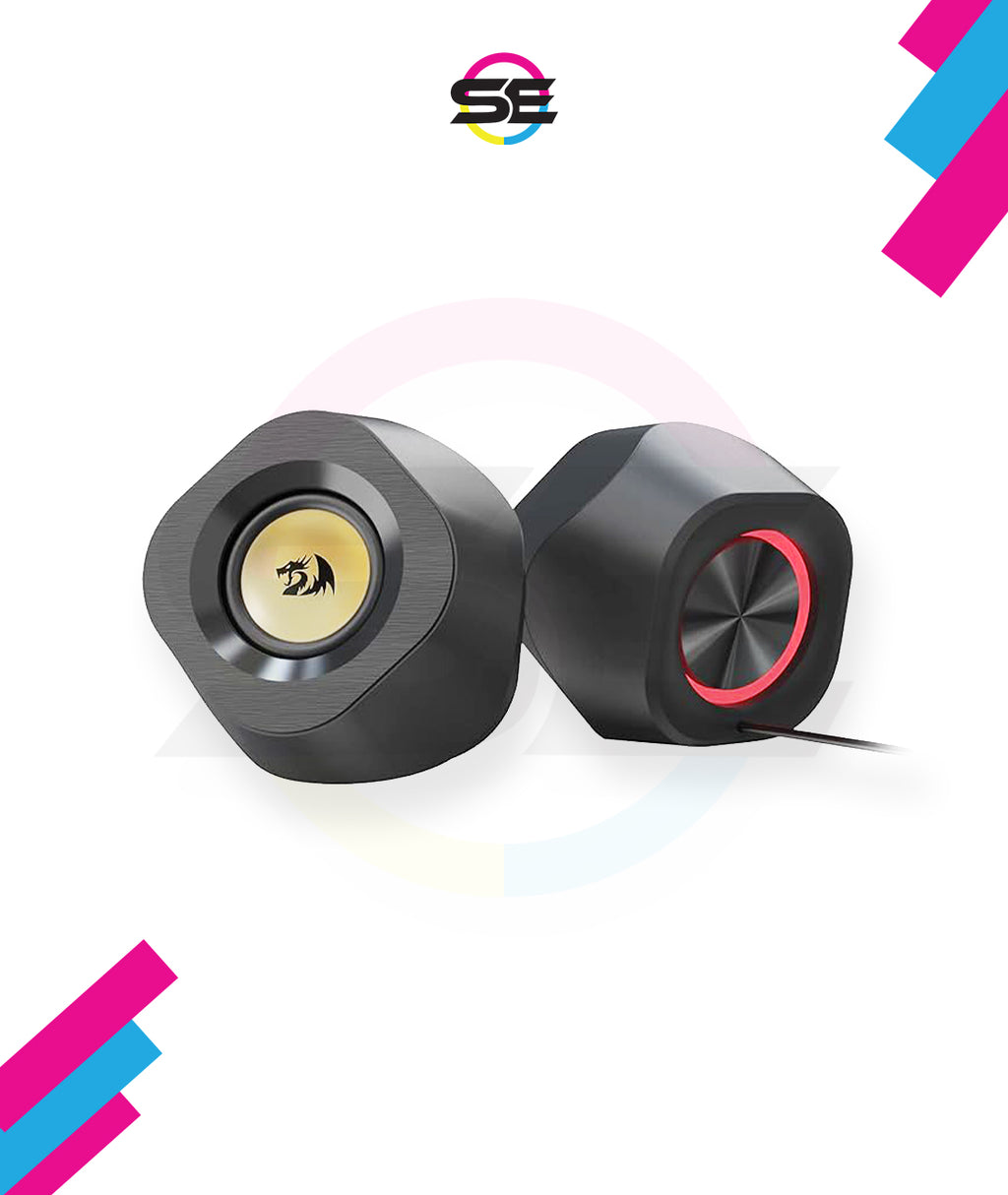 Redragon GS590 Wireless RGB Desktop Speakers – 2.0 Channel Stereo, 3Wx2, 2.25" Drivers, BT5.0/AUX/USB, In-Line Control Box, Dynamic Ambient RGB Backlight – Black