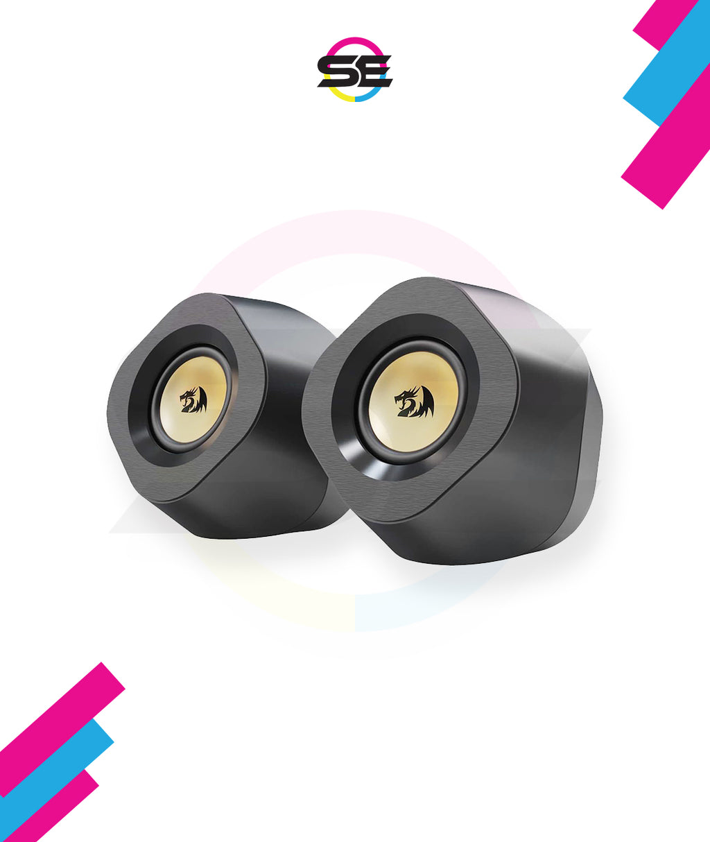 Redragon GS590 Wireless RGB Desktop Speakers – 2.0 Channel Stereo, 3Wx2, 2.25" Drivers, BT5.0/AUX/USB, In-Line Control Box, Dynamic Ambient RGB Backlight – Black