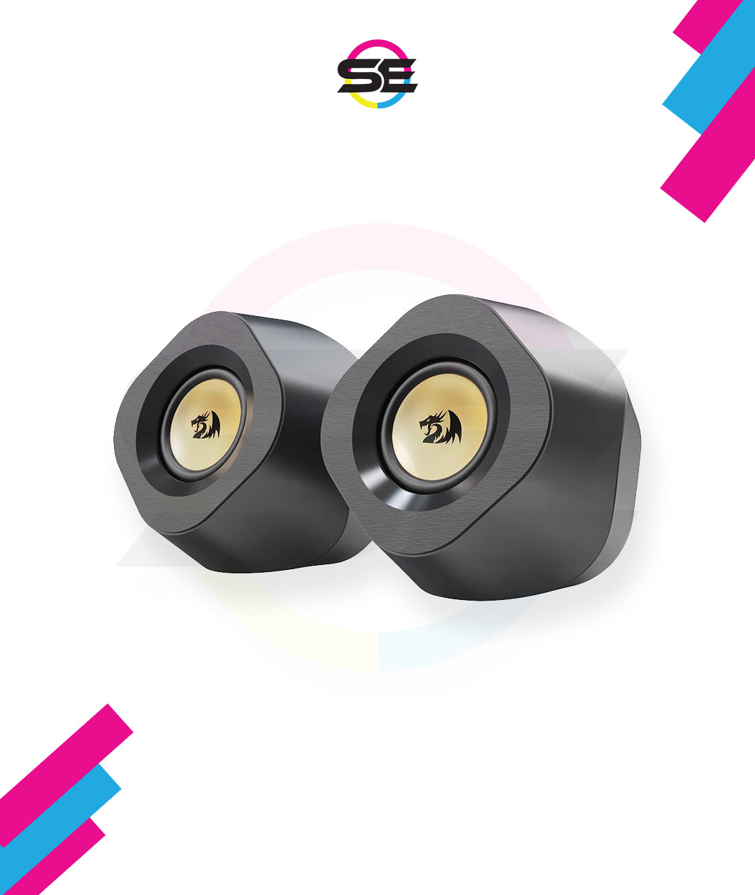 Redragon GS590 Wireless RGB Desktop Speakers – 2.0 Channel Stereo, 3Wx2, 2.25" Drivers, BT5.0/AUX/USB, In-Line Control Box, Dynamic Ambient RGB Backlight – Black