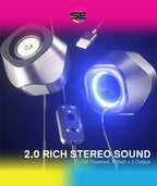 Redragon GS590 Wireless RGB Desktop Speakers – 2.0 Channel Stereo, 3Wx2, 2.25" Drivers, BT5.0/AUX/USB, In-Line Control Box, Dynamic Ambient RGB Backlight – Black