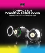 Redragon GS590 Wireless RGB Desktop Speakers – 2.0 Channel Stereo, 3Wx2, 2.25" Drivers, BT5.0/AUX/USB, In-Line Control Box, Dynamic Ambient RGB Backlight – Black