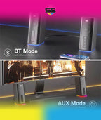 Redragon GS814 Stereo Desktop Speakers – 2.0 Channel, 20W DC, 4 Sound Units (2.5" + 3.1" Drivers), BT5.0/AUX, Touch Control, 4 RGB Base Modes – Black