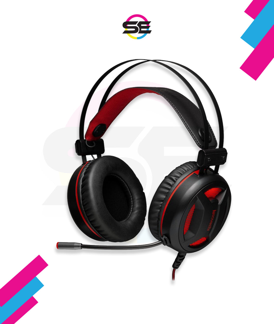 Redragon H210 MINOS Virtual 7.1 Surround USB Gaming Headset – 50mm Drivers, 32Ω, Omnidirectional Mic, Passive Noise-Cancelling, LED Light – Black/Red