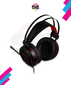 Redragon H210 MINOS Virtual 7.1 Surround USB Gaming Headset – 50mm Drivers, 32Ω, Omnidirectional Mic, Passive Noise-Cancelling, LED Light – Black/Red