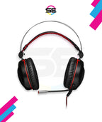 Redragon H210 MINOS Virtual 7.1 Surround USB Gaming Headset – 50mm Drivers, 32Ω, Omnidirectional Mic, Passive Noise-Cancelling, LED Light – Black/Red
