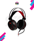 Redragon H210 MINOS Virtual 7.1 Surround USB Gaming Headset – 50mm Drivers, 32Ω, Omnidirectional Mic, Passive Noise-Cancelling, LED Light – Black/Red