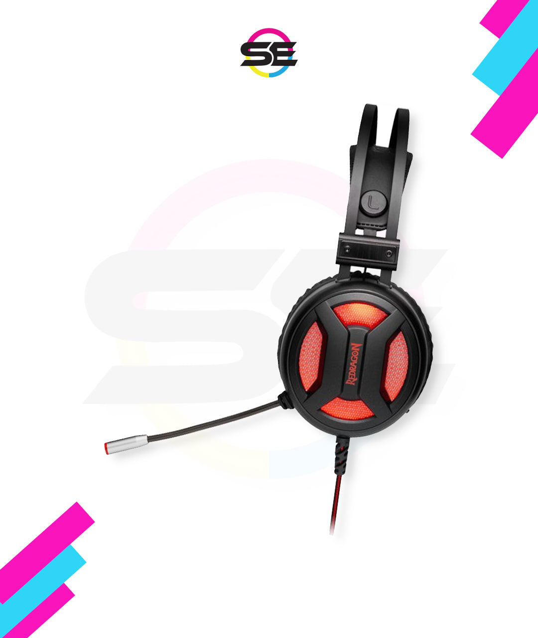 Redragon H210 MINOS Virtual 7.1 Surround USB Gaming Headset – 50mm Drivers, 32Ω, Omnidirectional Mic, Passive Noise-Cancelling, LED Light – Black/Red