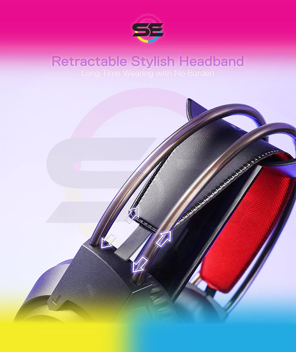 Redragon H231 SCREAM RGB Wired Gaming Headset – 40mm Drivers, Surround Sound, Retractable Headband, Memory Foam, 360° Noise-Canceling Mic, 250g Ultra-Light – Black/Red