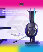 Redragon H231 SCREAM RGB Wired Gaming Headset – 40mm Drivers, Surround Sound, Retractable Headband, Memory Foam, 360° Noise-Canceling Mic, 250g Ultra-Light – Black/Red