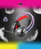 Redragon H231 SCREAM RGB Wired Gaming Headset – 40mm Drivers, Surround Sound, Retractable Headband, Memory Foam, 360° Noise-Canceling Mic, 250g Ultra-Light – Black/Red
